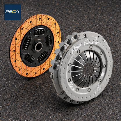 201680 Ferrari 360 clutch rebuild service example, with friction disc and pressure plate shown separately