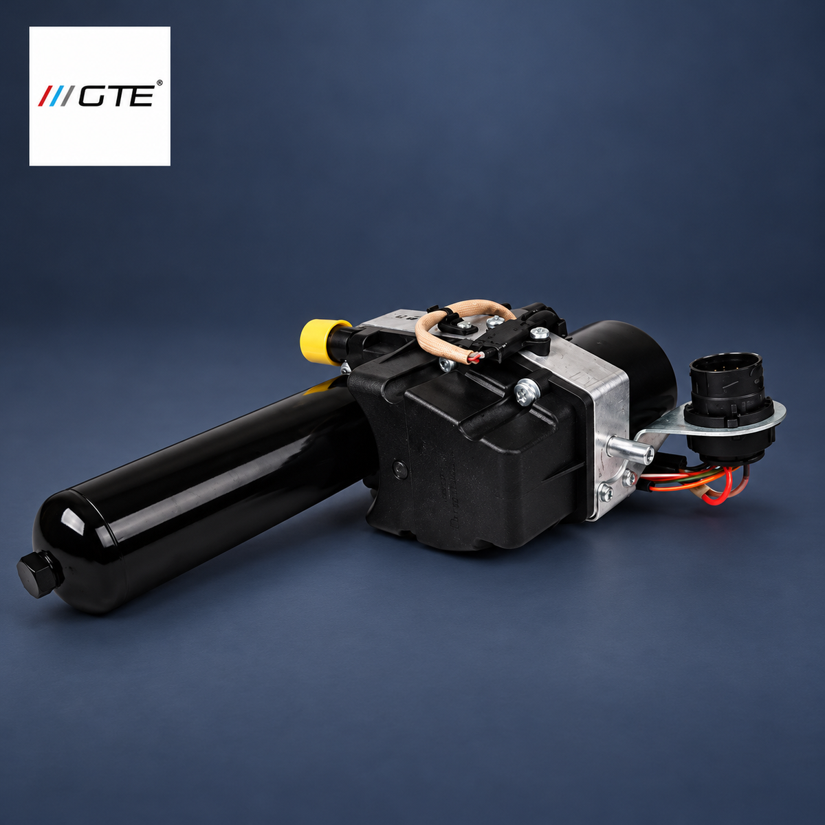 21532229715 BMW E46 M3 SMG II hydraulic unit OEM rear-view reference showing pump housing and accumulator
