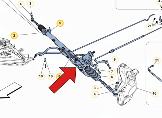 Ferrari 458 Steering Rack Rebuild Service (PN 264539 / 259957)
