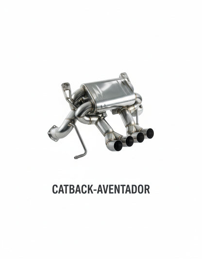Original supplier reverse view of the TOP SPEED PRO-1 CATBACK-AVENTADOR exhaust assembly.