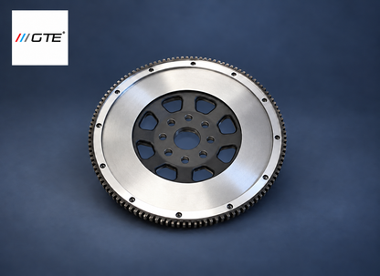 GTE flywheel service example showing the machined friction face, black center and ring gear; exact application varies.