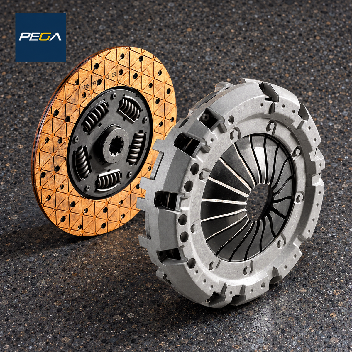 Lamborghini Murcielago clutch rebuild service example showing PEGA friction disc and pressure plate