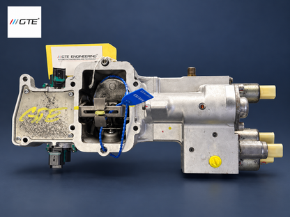 Rebuilt hydraulic transmission shift actuator, reverse view with inspection paperwork